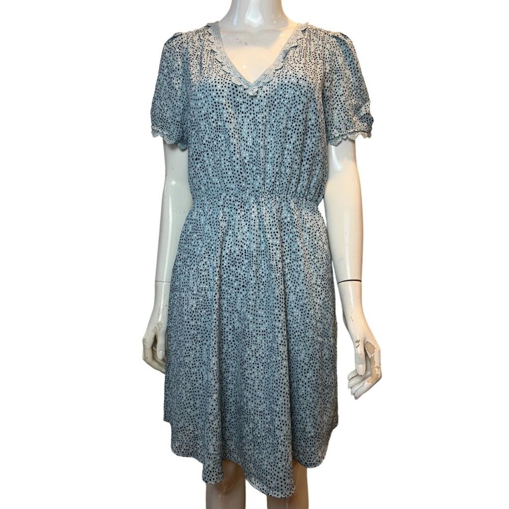 Collective Concepts Summer Dress Midi Short Sleeve V-Neck Blue Size Small